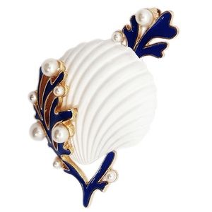 Shell  with blue coral and pearl Brooch